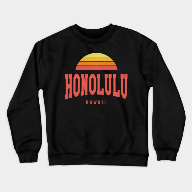 Honolulu, Hawaii - HI Retro Sunrise/Sunset Crewneck Sweatshirt by thepatriotshop